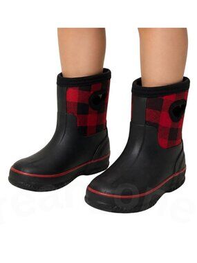 Cat & Jack Red Buffalo Plaid Waterproof Winter Snow Boots Unisex Kids‎ Size 5